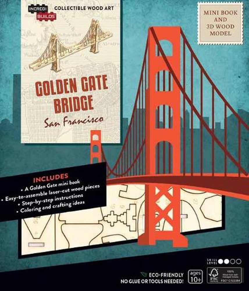 IncrediBuilds: San Francisco: Golden Gate Bridge Book and 3D Wood Model by Insig