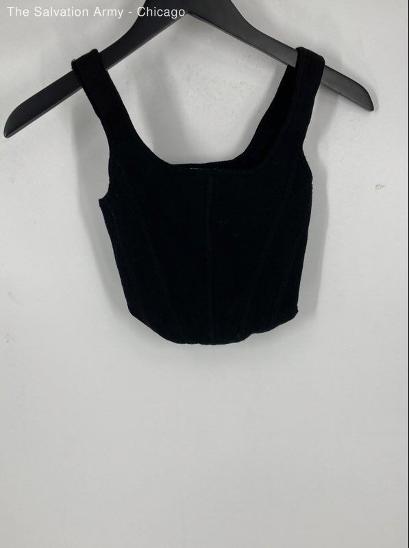 Wilfred Womens Black Square Neck Sleeveless Knit Cropped Tank Top Size XS
