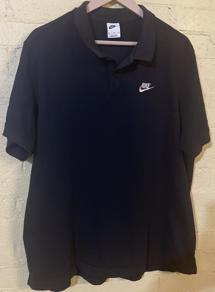 Nike Sportswear Club Polo Logo Tee Mens T-Shirt Black Size XL