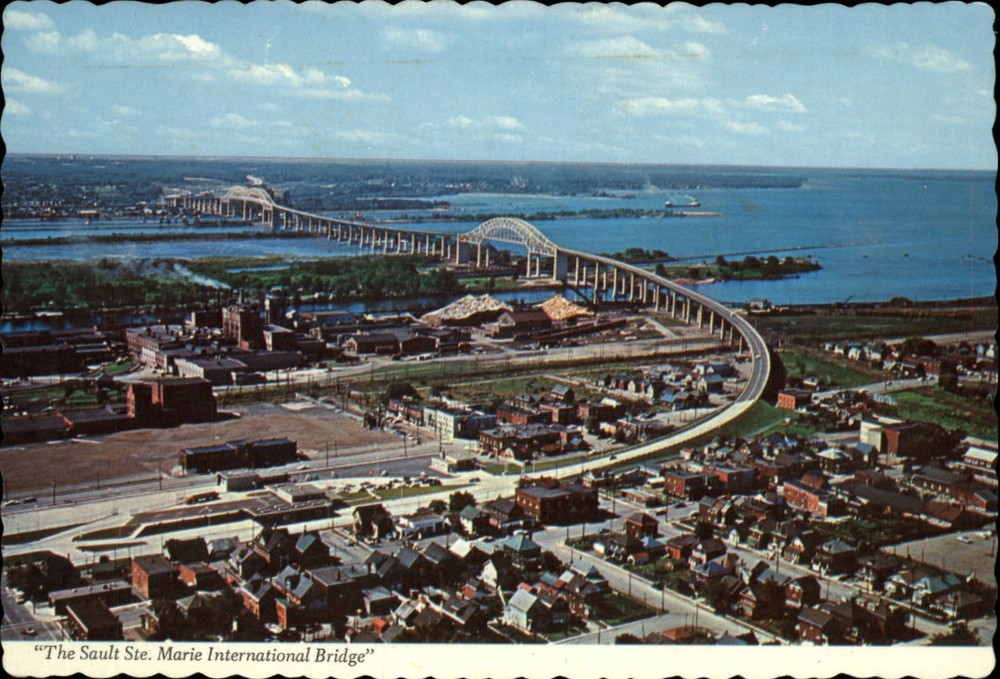 Sault Ste Marie International Bridge Ontario Canada ~ postcard sku473