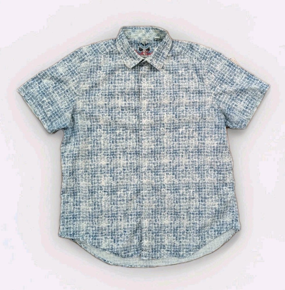 Robert Graham Classic Fit Short Sleeve Button Up Shirt Men’s Large Blue Print