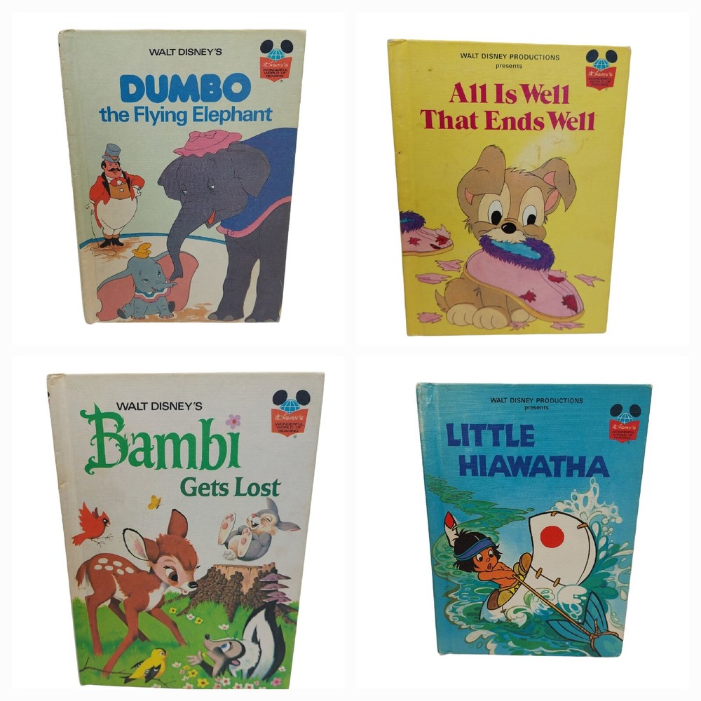 Walt Disney's Little Hiawatha Bambi Gets Lost Dumbo Scamp Hardcover Lot Of 4