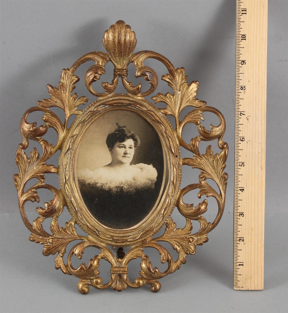 Small Antique Victorian 19thC Gilded Cast Iron Photograph Frame, NO RESERVE