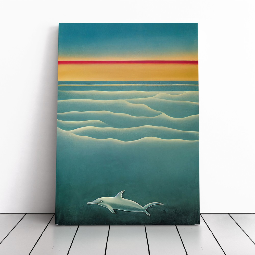 Swimming Dolphin Canvas Wall Art Print Framed Picture Home Decor Living Room