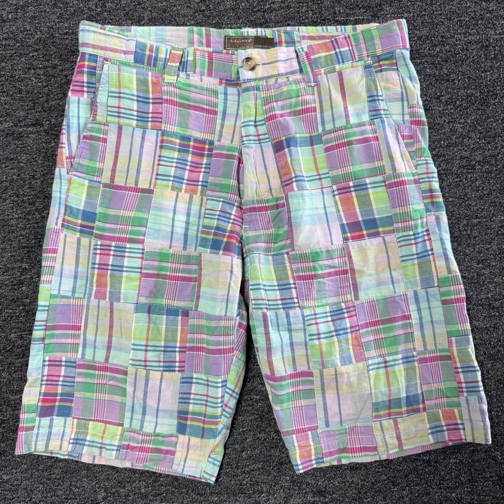 Mens Siegfried Vintage Pastel Madras Tartan Plaid 11” Inseam Shorts - SZ 34