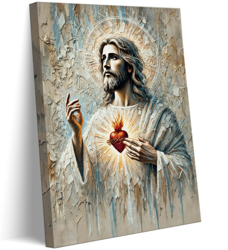 Sacred Heart of Jesus Canvas Wall Art Jesus Sacred Christian Wall Decor Pictu