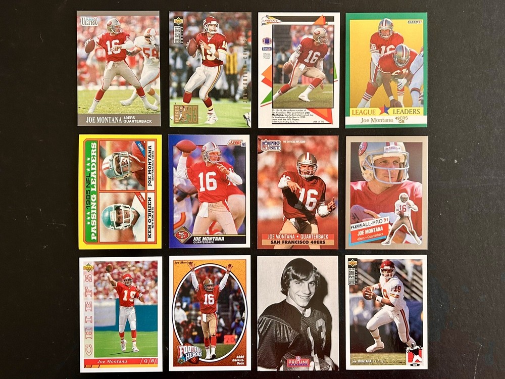 JOE MONTANA 12 Card HOF Lot! San Francisco ‘49ers! Kansas City Chiefs! 1/2