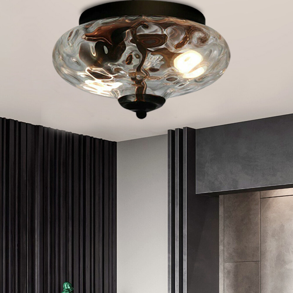 Oval Pineapple Crystal Glass Flush Mount Ceiling Lamp Fixture