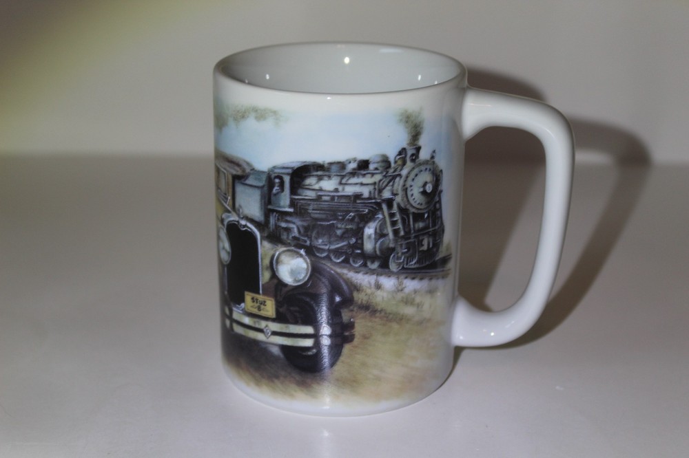 Vintage Otagiri Classic Car / Train Sunrise Publications 8 oz Ceramic Coffee Mug