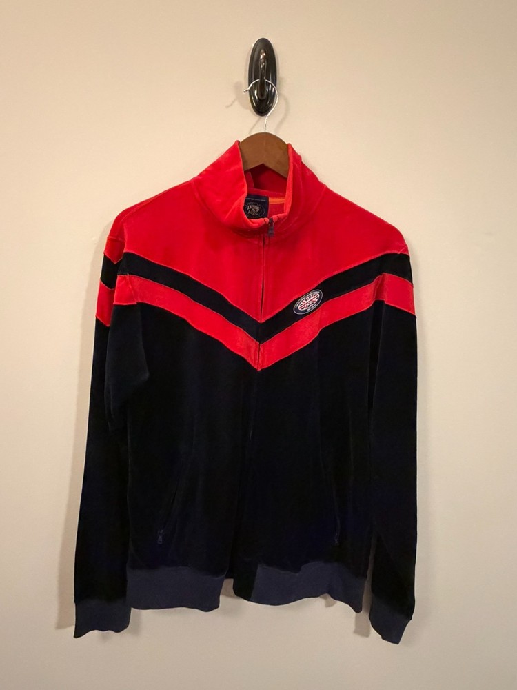 BAPE A Bathing Ape Track Jacket Red Black Full Zip Japan Size L Used