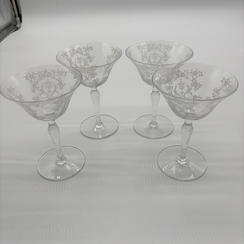 Cambridge Glass Rose Point Clear Champagne/Tall Sherbert - Set of 4