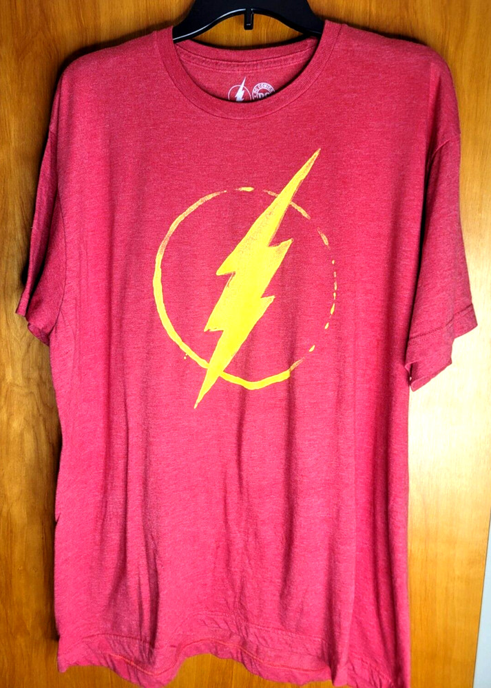 DC Comics THE FLASH Men's Red XL Classic Logo Graphic T-shirt top NICE