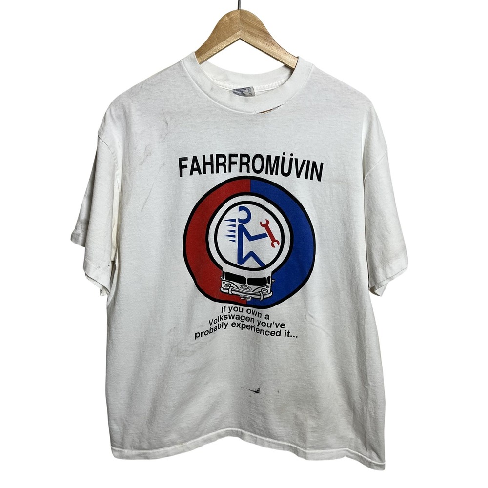 Vintage Fahrfromuvin T Shirt Mens XL White Grateful Dead Volkswagen 90s