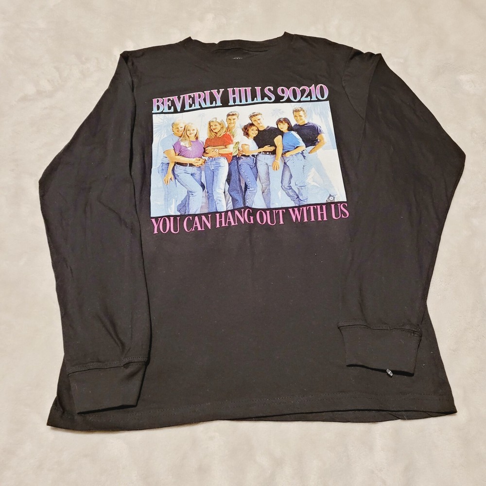 Beverly Hills 90210 T-Shirt Adult Size S Hang With Us Long Sleeve Tee Logo Black
