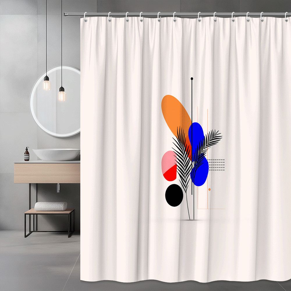 Abstract Boho Leaf Shower Curtain Modern Graphic Print