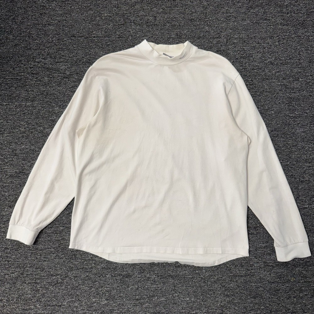Vintage Nike Embroidered White Long Sleeve Mock Neck Athletic Shirt Mens Sz L