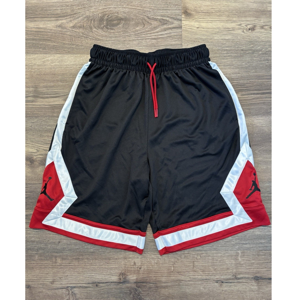 Jordan Athletic Mesh Basketball Shorts Black Red Men’s Size M Drawstring Pockets