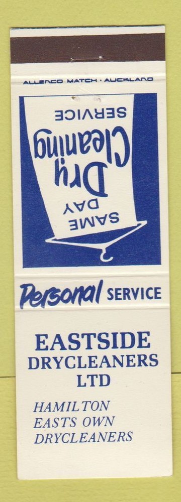 Matchbook Cover - Eastside Dry Cleaners Hamilton New Zealand