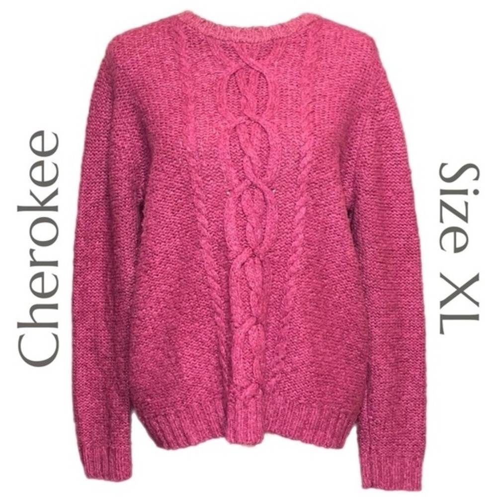 Cherokee - Vintage Acrylic and Wool Blend Cable Knit Sweater - Size XL