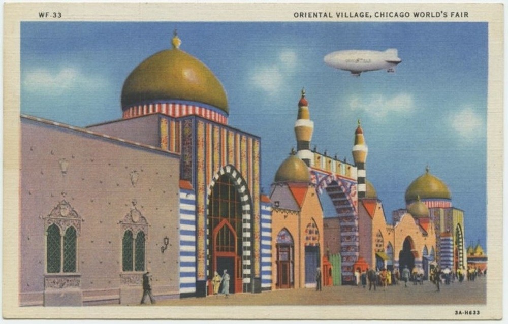 Chicago Worlds Fair Oriental Village 1933 Vintage Postcard Il Illinois