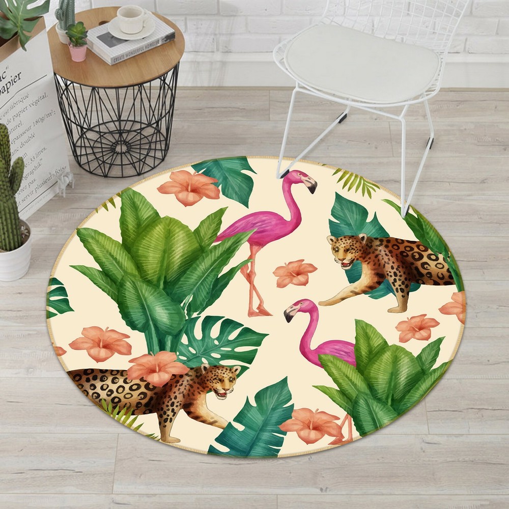 3D Leopard Flamingo Non-Slip Rug Mat Elegant Animal Print Carpet O1972