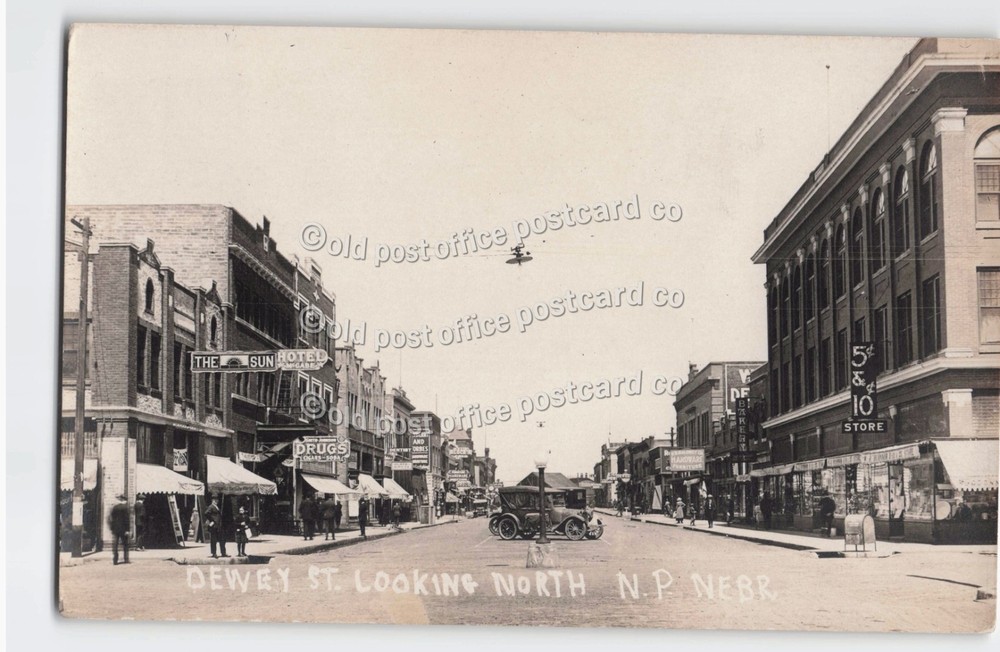 North Platte, Nebraska-Main Street Scene-Stores-Hotel-RPPC Real Photo Postcard