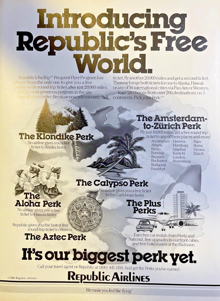 1986 Magazine Advertisement Republic Airlines