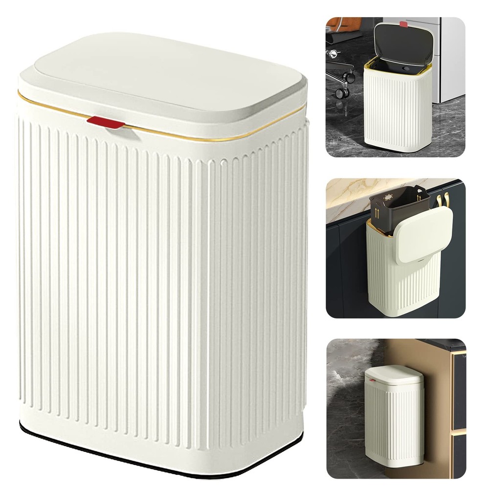 Kitchen Compost Bin Hanging Trash Can with Lid, 2.1 Gallon Stainless Steel Tr...