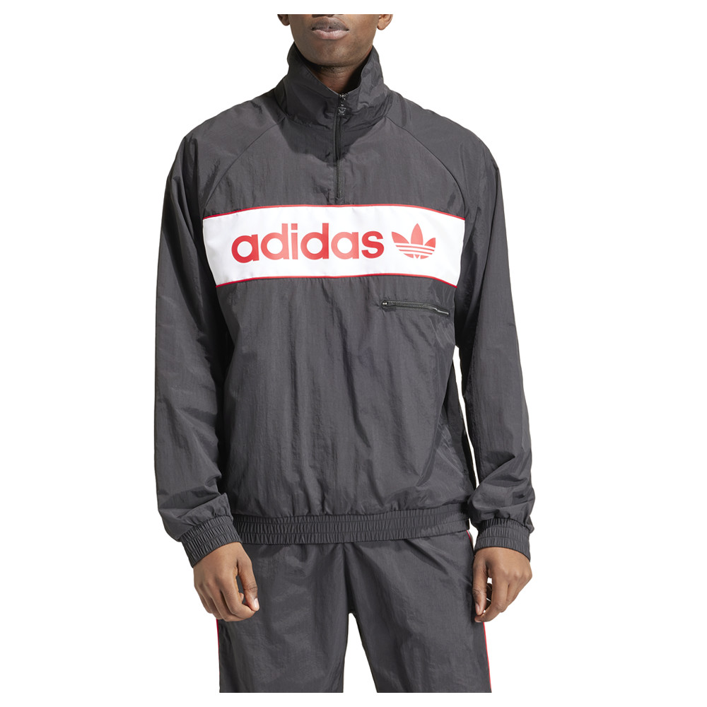 adidas Half Zip Ny Logo Windbreaker Mens Black Casual Athletic Outerwear IS1398-