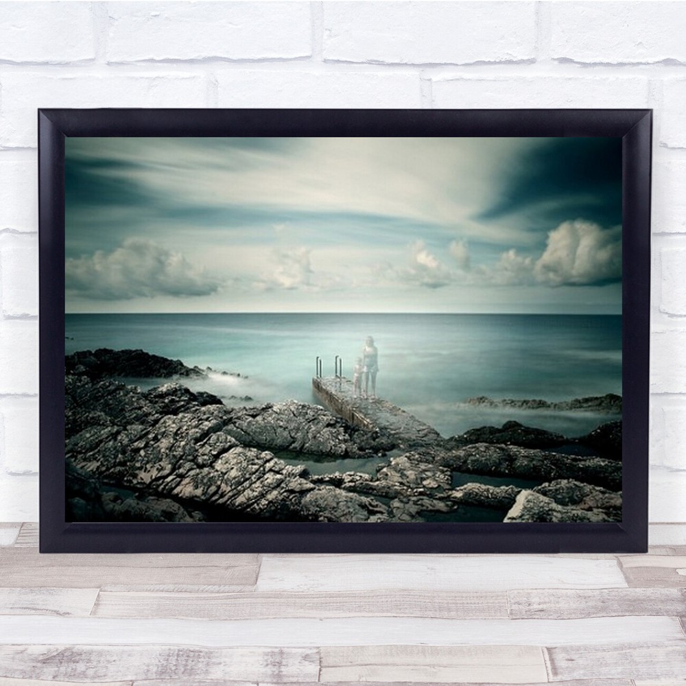 Summer Ghosts Sky Clouds Blue Sea Girl Woman Wall Art Print
