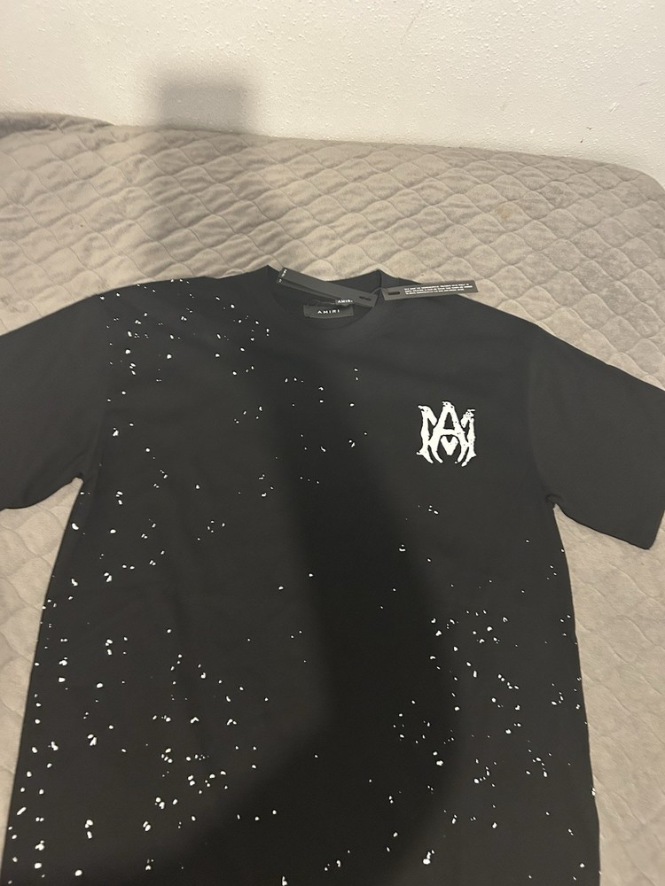 AMIRI Men's Black Graphic Print Logo Cotton T-Shirt L Short Sleeve Crew Neck