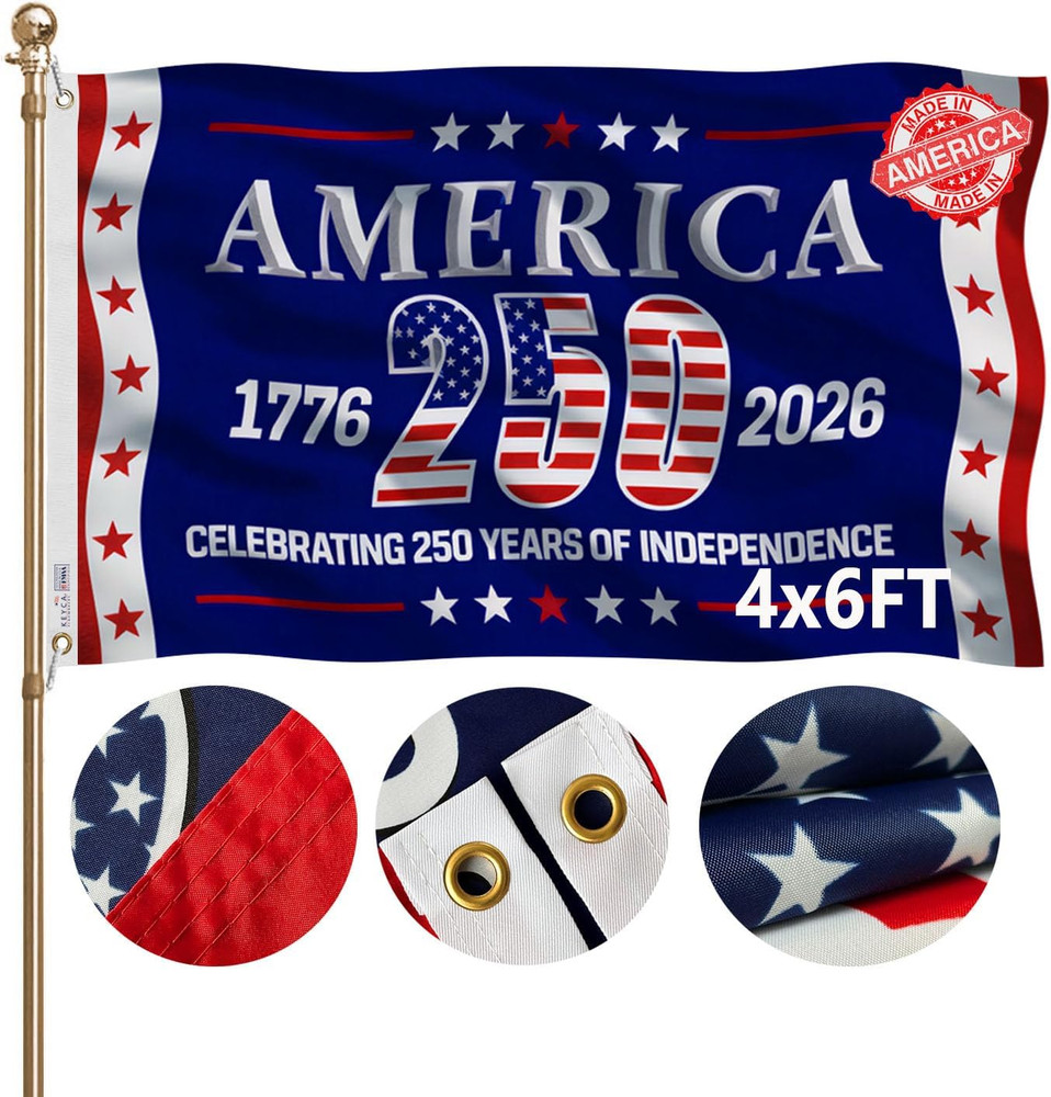 250Th Anniversary Flag 4X6 FT Made in the USA Heavy Duty Vibrant Colors Double S