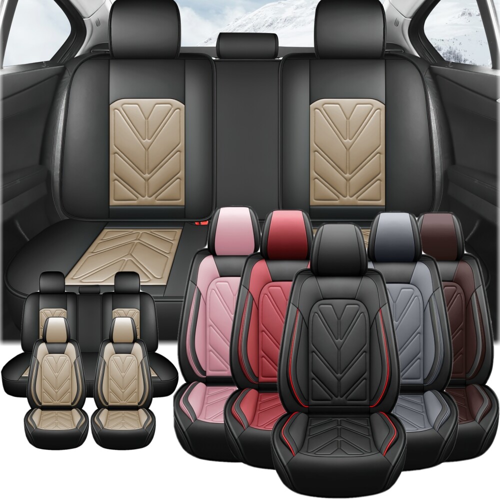 For Nissan Car Seat Cover Front Rear Protectors 5-Seats Leather Full Set Pad USA