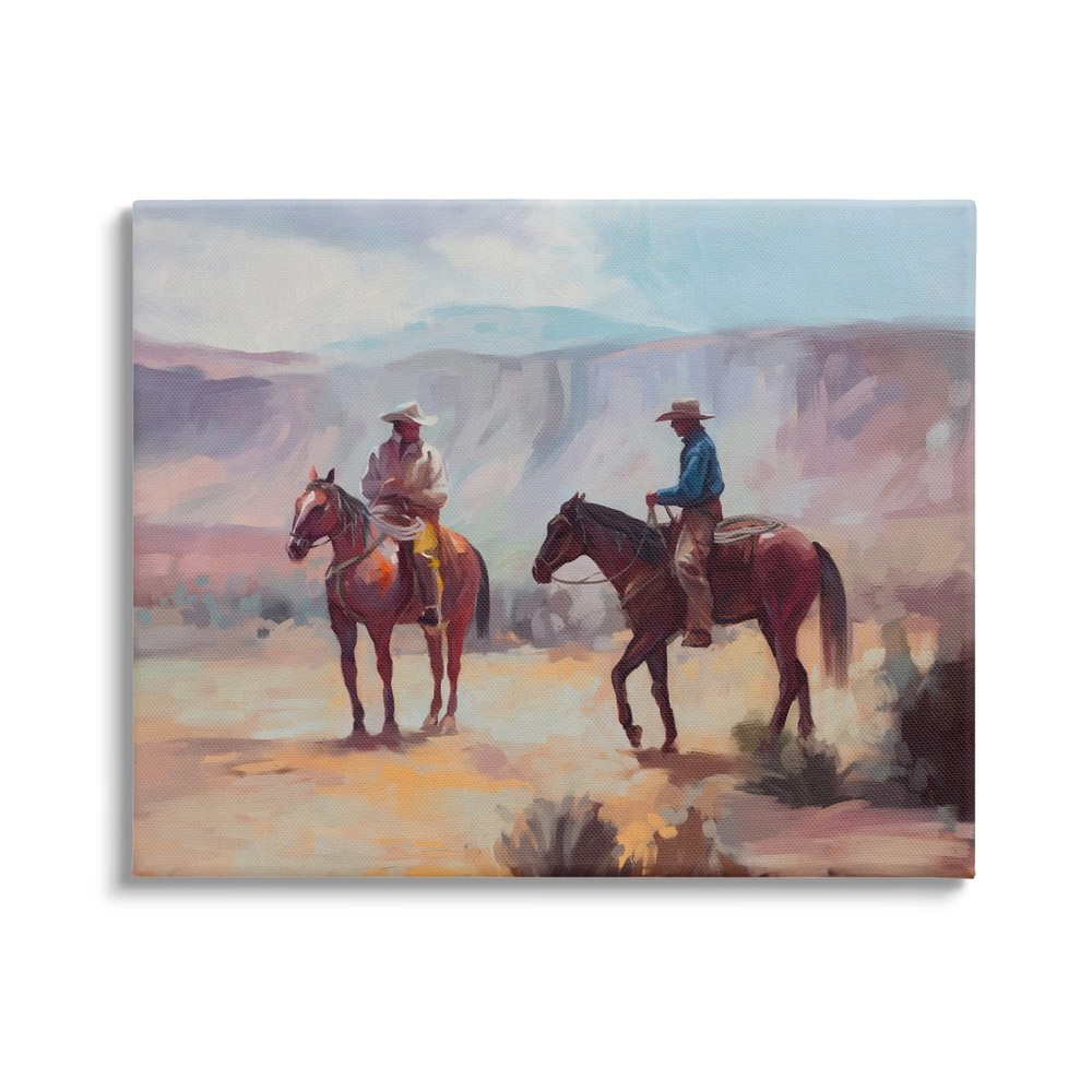 Desert Cowboys Horses Landscape Canvas Wall Art, Design by Ziwei Li