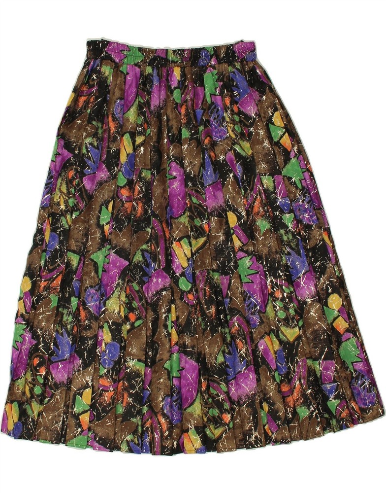 Vintage Purple Abstract Pleated Skirt Womens Medium IT 42 W28 BH05-image