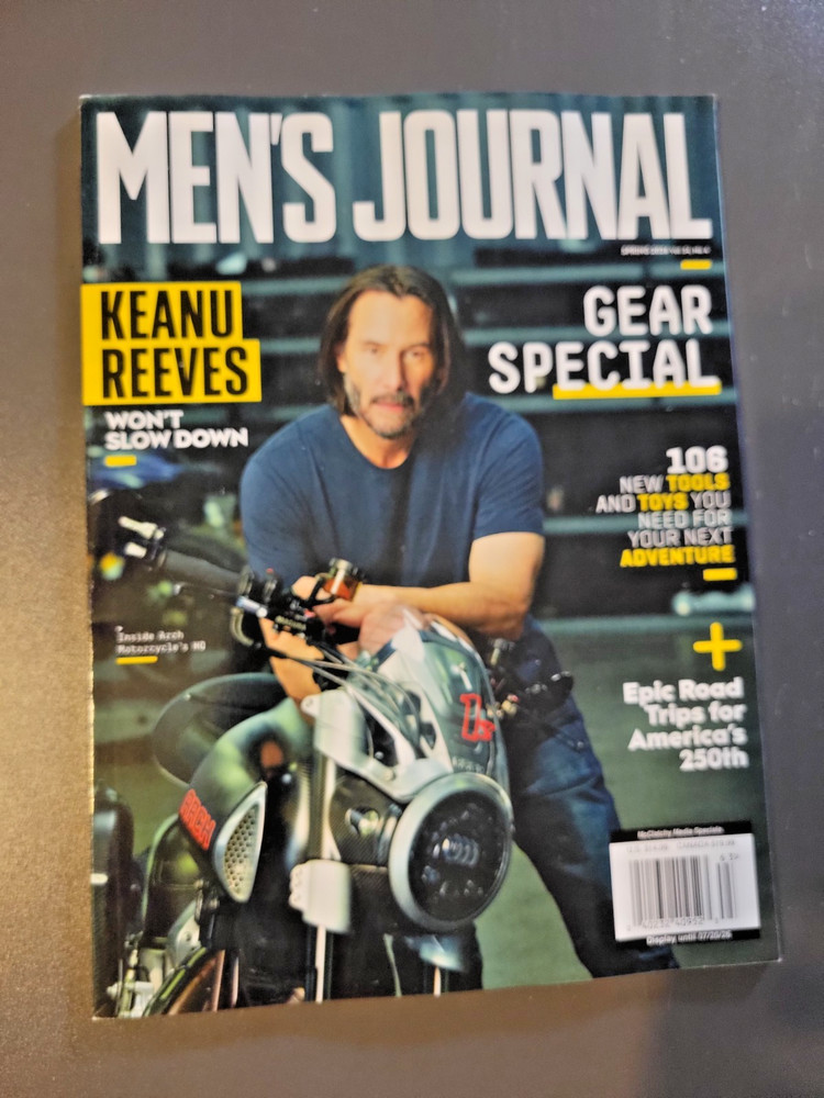 Men's Journal Magazine - April Issue -Gear Special -Keanu Reeves Won't Slow Down