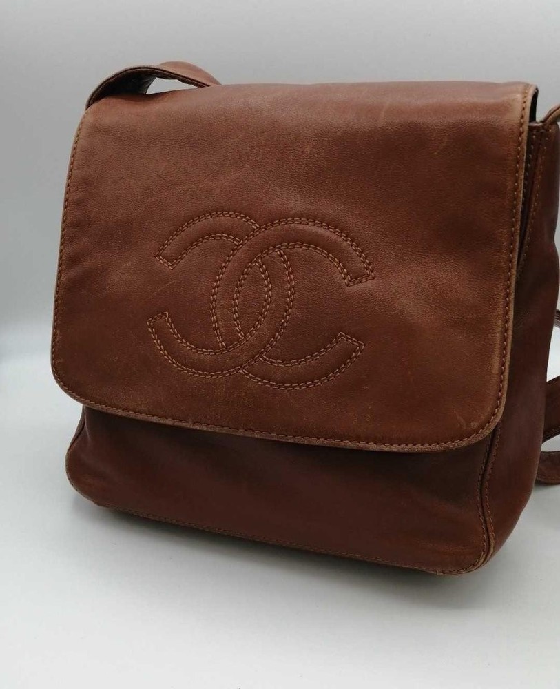 CHANEL brown Coco Mark leather shoulder bag