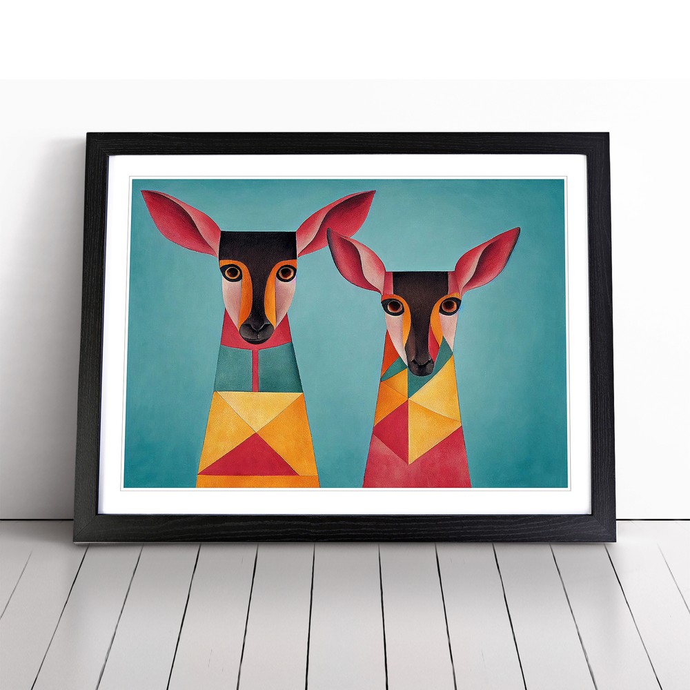 Two Deer Abstract Wall Art Print Framed Canvas Picture Poster Decor Living Room