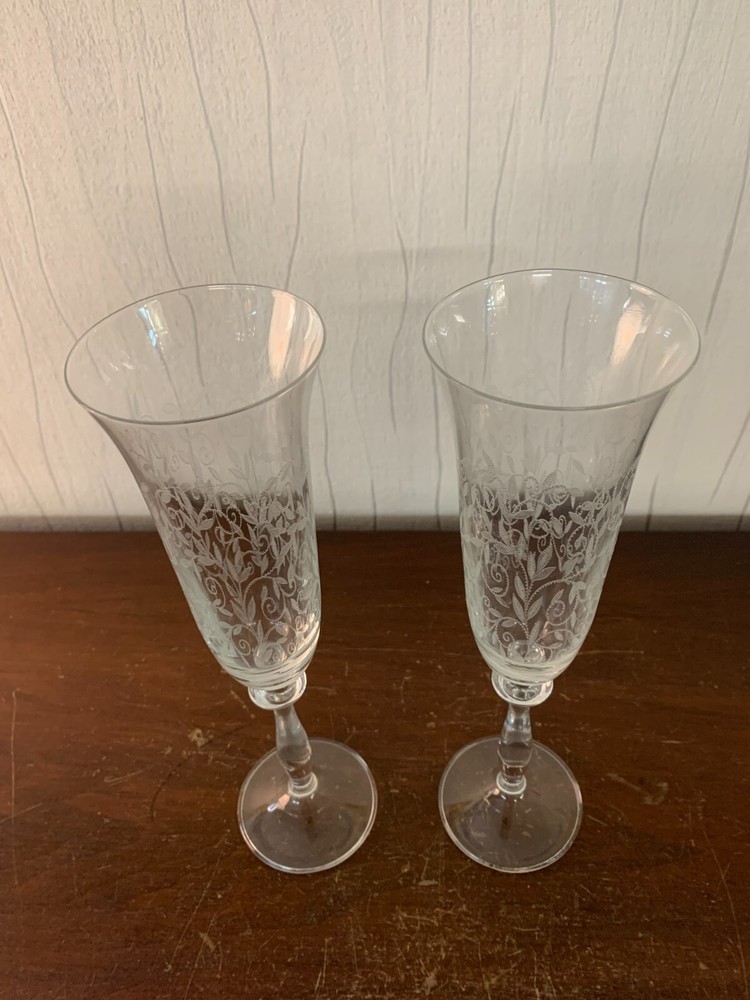 2 Crystal Champagne Flutes (Price For Both)