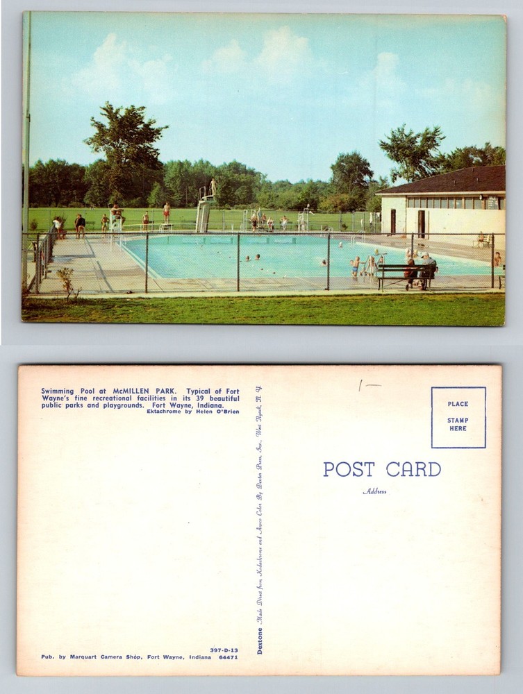 Fort Wayne, IN-Indiana, McMillen Park Swimming Pool Recreation Vintage Postcard