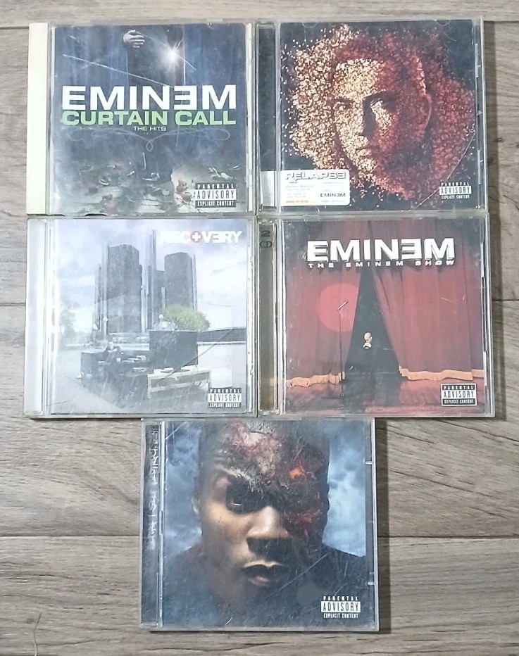 Eminem Lot of 5 CDs Curtain Call, Relapse, Eminem Show, Recovery Very Good Cond