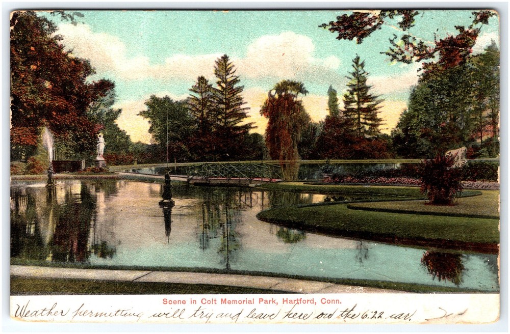 Scene In Colt Memorial Park Hartford Connecticut  Chapin News Ub Postcard