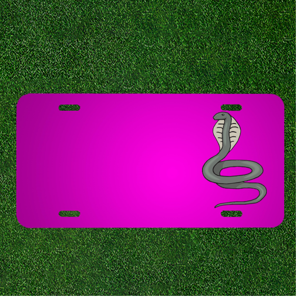 Custom Personalized Gray Cobra Car License Plate with Your Snake Head Design and Added Names