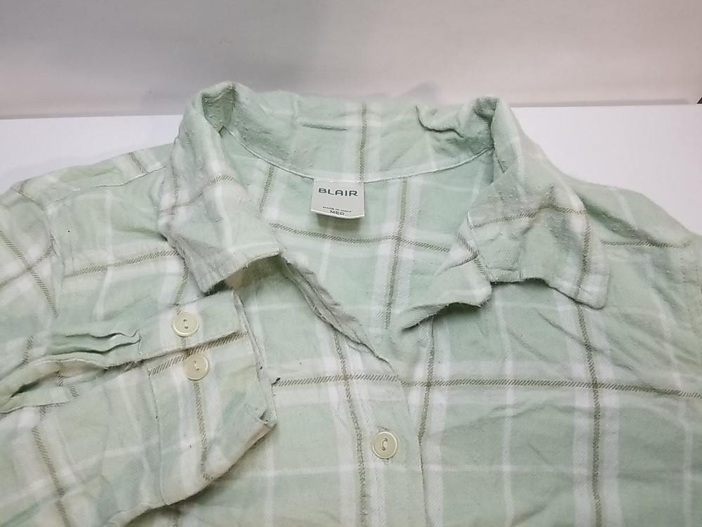 Blair Womens  Plaid Flannel Button Up Long Sleeve Shirt Medium