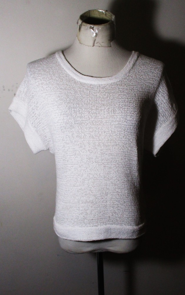 WN-DY White Heavy Cotton Short Sleeve Top Size L
