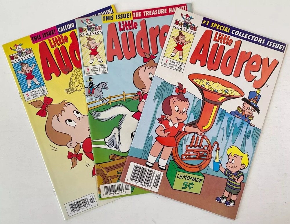 Harvey Comics LITTLE AUDREY 3 BOOK LOT # 1 2 3 MELVIN F/VF 1992