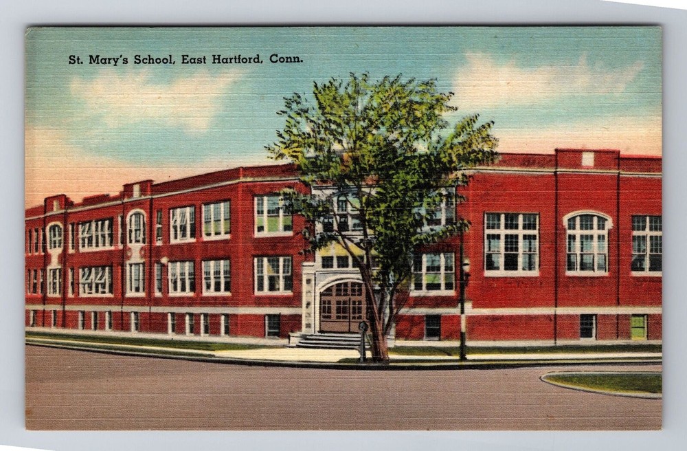 East Hartford CT-Connecticut, St Mary's School, Vintage Souvenir Postcard