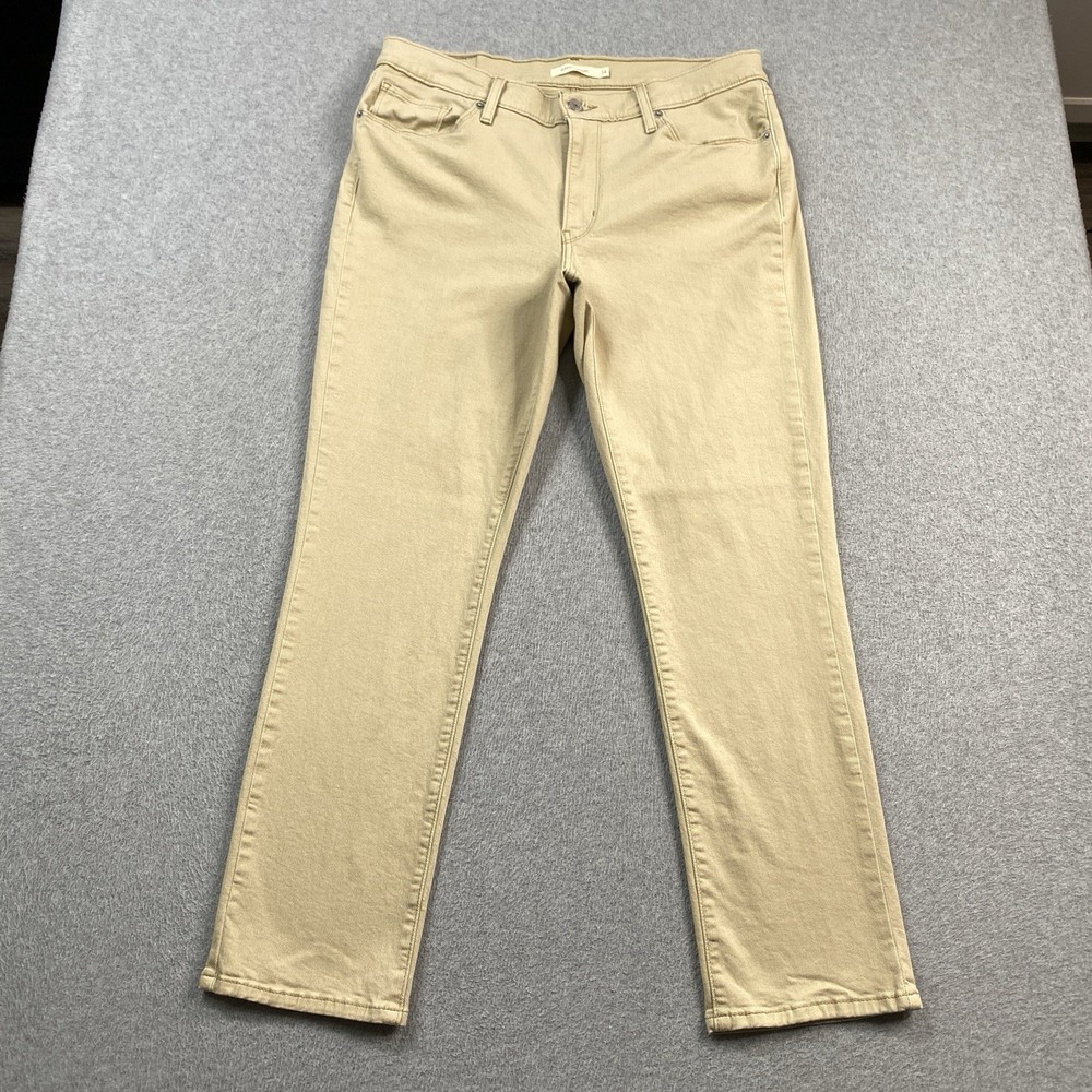 Levis Jeans Womens 14M 32x30 Classic Straight Stretch Denim Beige Tan Light Wash
