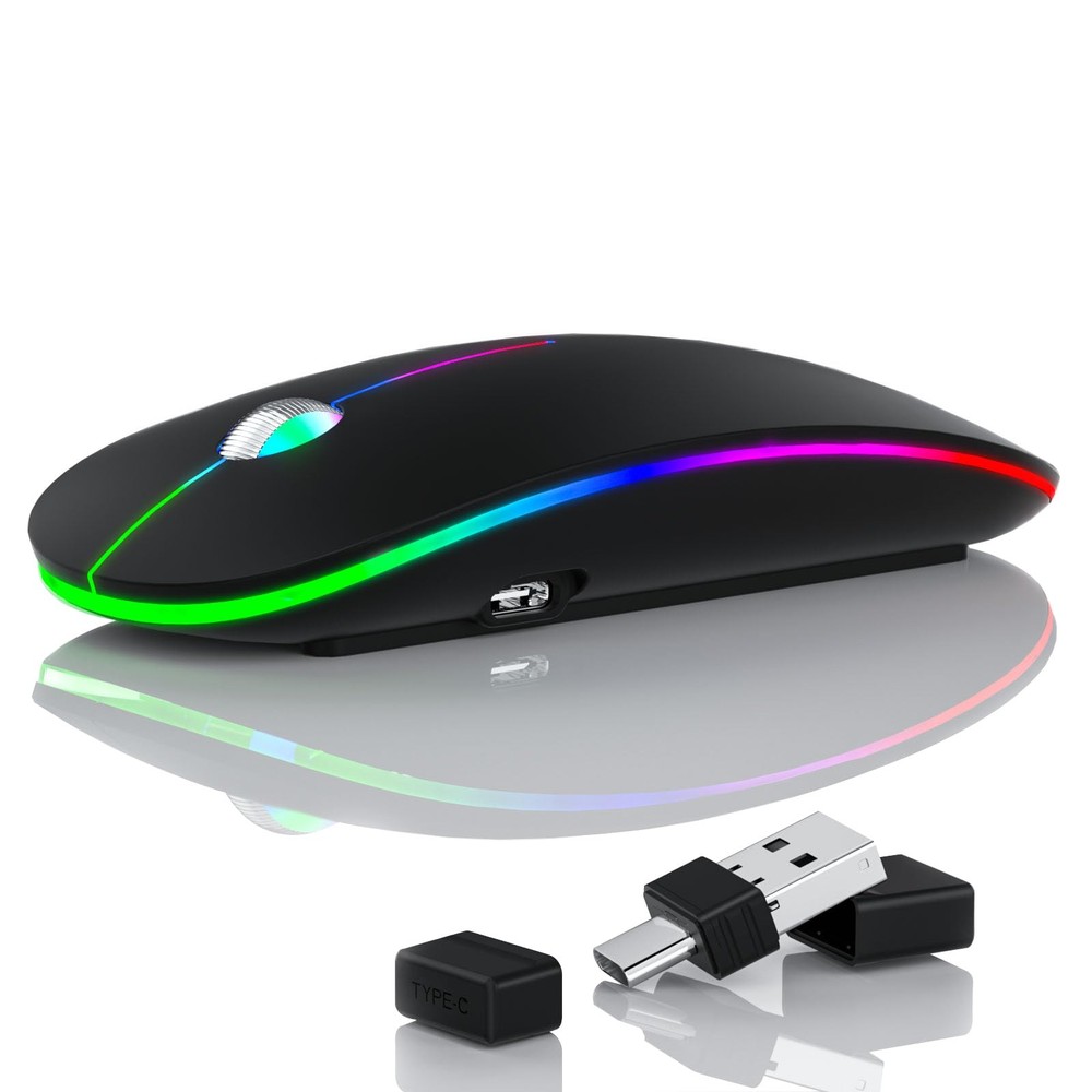 T16 LED Wireless Mouse, 4800 DPI USB C Rechargeable Wireless Mouse with PAW 3...
