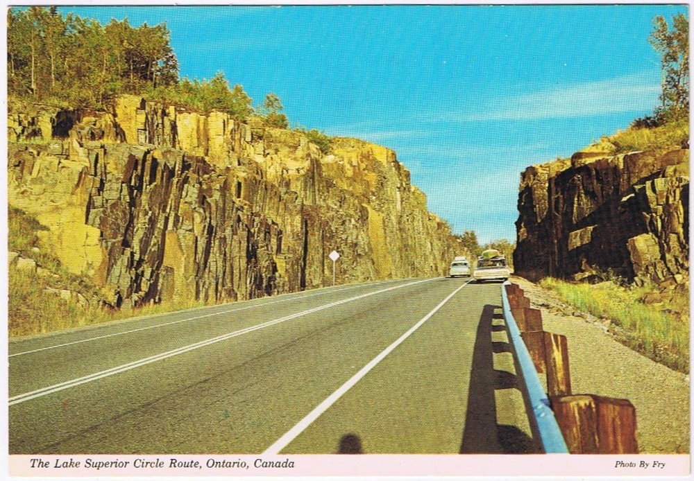 Postcard Between Wawa & The Soo Lake Superior Circle Route Ontario